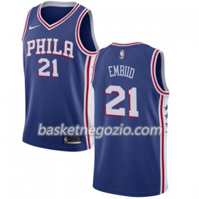 Canotte Uomo Philadelphia 76ers Joel Embiid 21 Nike 2017-18 Blu Swingman